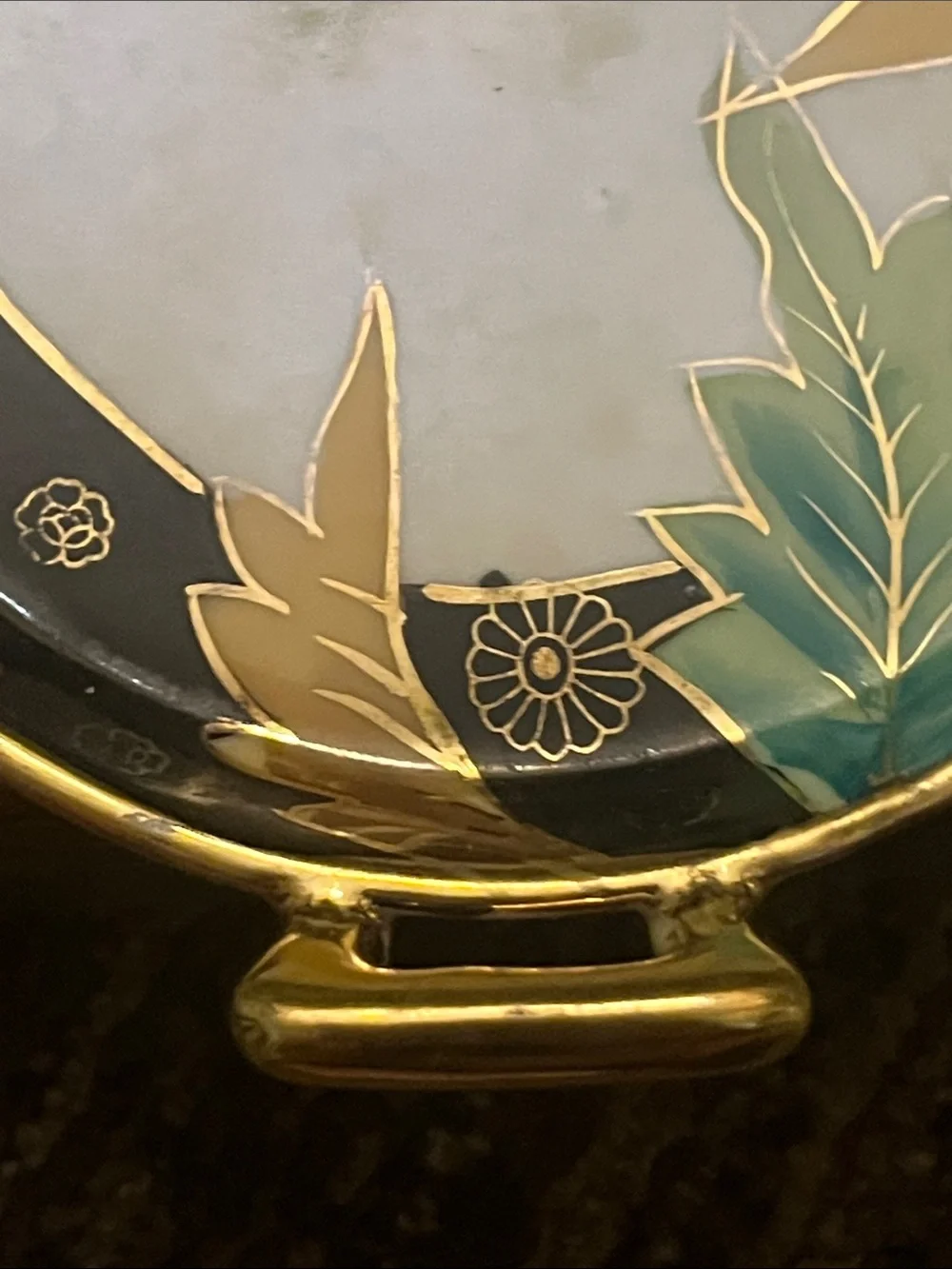 Tashiro shoten Mark Vintage 1940s hand painted platter with handles
